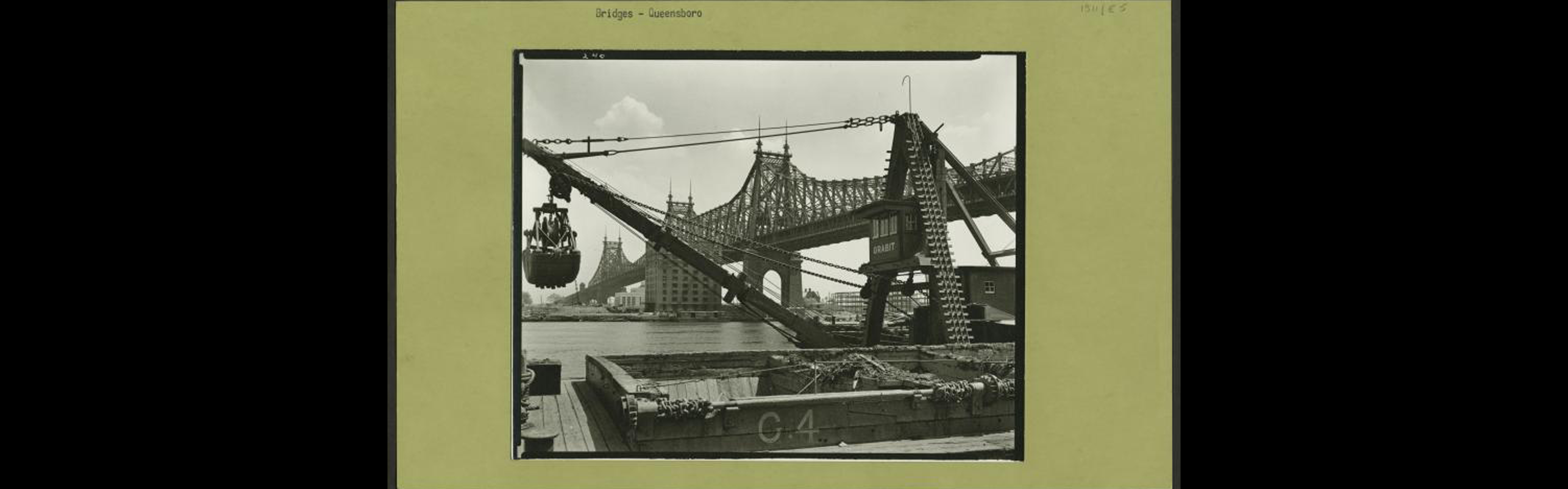 Historic photo of the Queensboro Bridge under construction. From NYP digital collections.